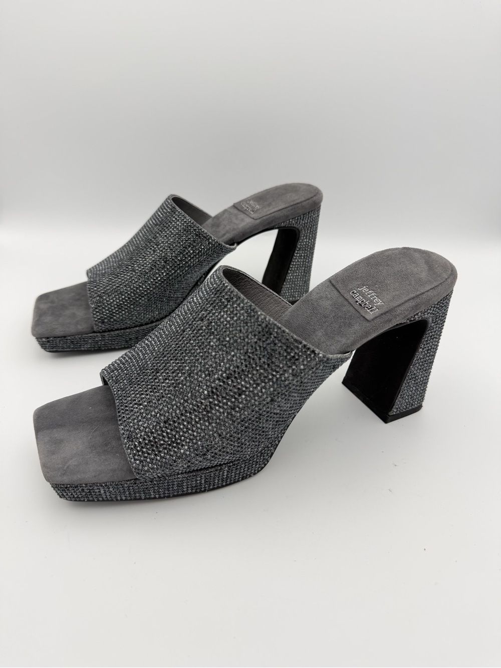Jeffrey Campbell Caviar Silver Rhinestone Mules - Size 9.5 Excellent condition